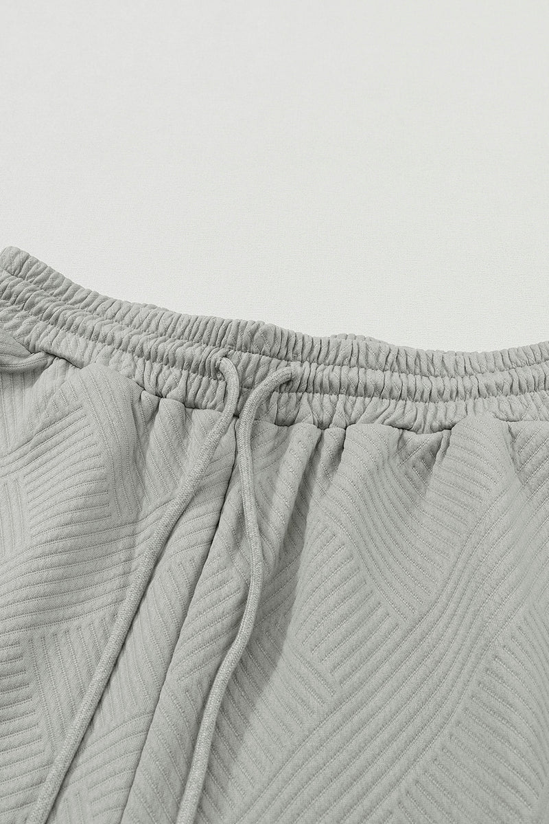 Dark Khaki Textured Loose Slouchy Long Sleeve Top and Pants Set