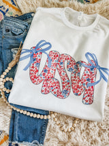 USA floral bows tee