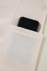 Jet Stream Waffle Patchwork Long Sleeve Henley Top