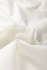 White Crochet Patchwork Ruffle Sleeve Blouse