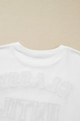 White CLASSY UNTIL KICKOFF Letter Graphic Loose Sweatshirt