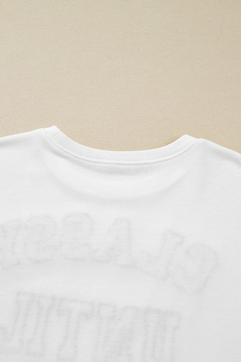 White CLASSY UNTIL KICKOFF Letter Graphic Loose Sweatshirt