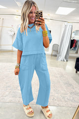 Orchid Bouquet Drop Shoulder Boxy Tee and Barrel Pants Set