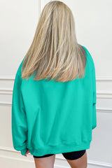 Light Pink Oversize Blessed Embroidered Mock Neck Sweatshirt