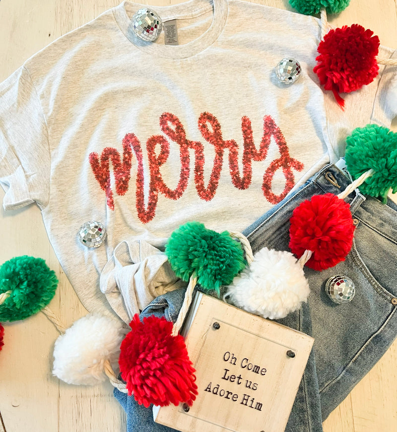 Merry faux Tinsel tee