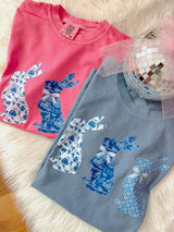 Vintage blue bunny trio tee