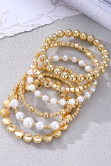 Gold Minimalist Pearl Beaded Bracelet Set