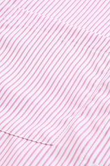 Black Striped Casual Shirred Cuffs Shirt