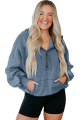 Wild Ginger  Half Zip Kangaroo Pocket Mineral Wash Baggy Hoodie