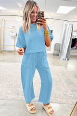 Orchid Bouquet Drop Shoulder Boxy Tee and Barrel Pants Set