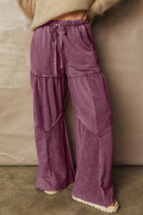 Ashleigh Blue Careys Mineral Wash Tiered Wide Leg Patchwork Drawstring Pants