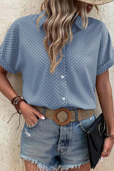 Khaki Dotted Print Cuffed Short Sleeve Shirt