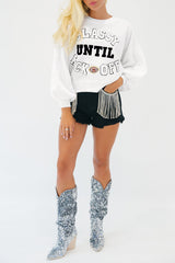 White CLASSY UNTIL KICKOFF Letter Graphic Loose Sweatshirt
