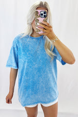 Blue Mineral Washed Oversized Tee
