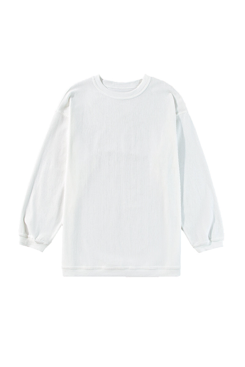 Festival Fuchsia Plain Drop Sleeve Corded Oversized Sweatshirt