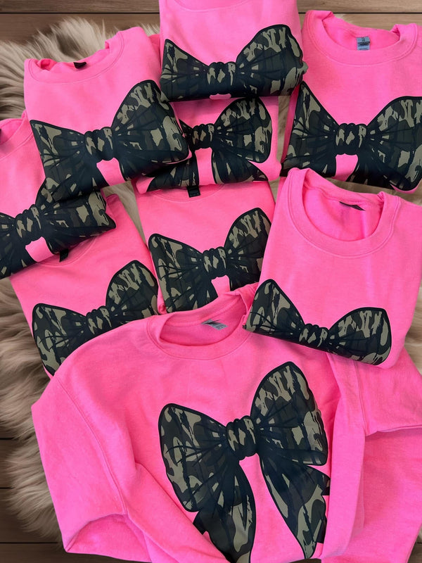 Hot Pink Camo Bow sweatshirt