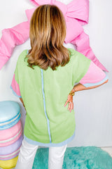 Light Blue Color Block Side Slit Tunic Plus Size T Shirt