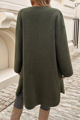 Vineyard Green Cardigan Ribbed Pocket Trench Jacket