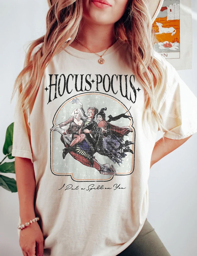 I put a spell on you tan tee