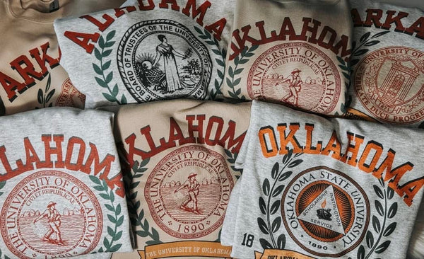 Vintage Gameday Crest sweatshirts or tees