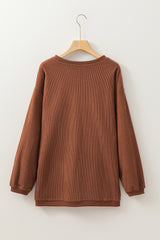 Festival Fuchsia Plain Drop Sleeve Corded Oversized Sweatshirt
