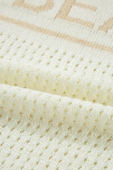White BEACH Hollow Out Knitted Lightweight Dolman Sweater