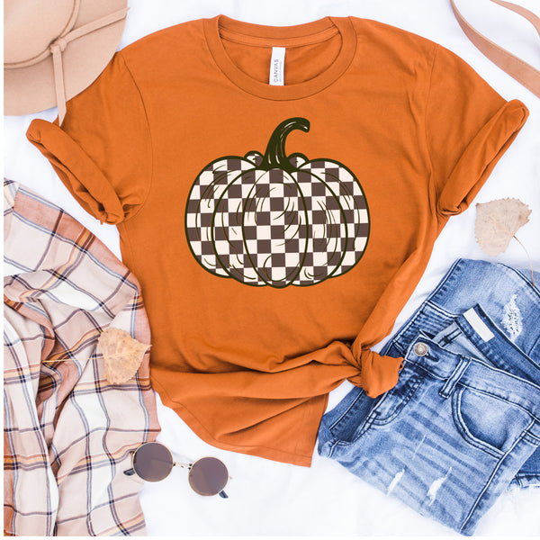 Black Checker Pumpkin tee