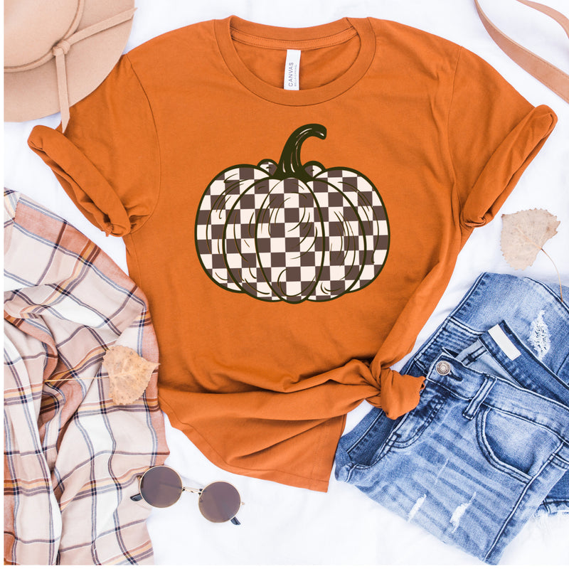 Black Checker Pumpkin tee