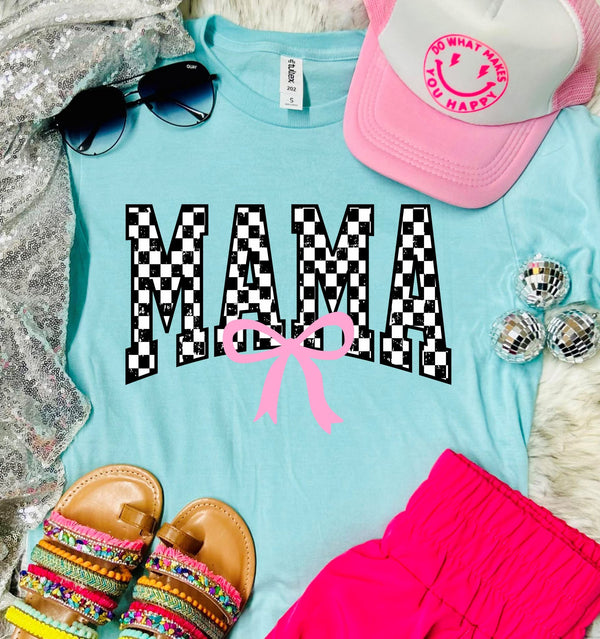 Checker Mama Aqua tee