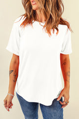 Orchid Petal Casual Plain Crew Neck Tee