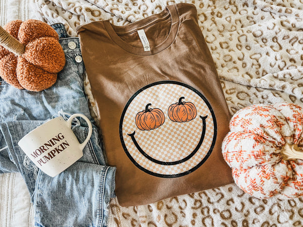 Pumpkin Checked Smiley tee