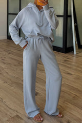 Jet Stream Half Zip Thumbhole Sleeve Hoodie Active Pants 2pcs Outfit