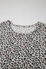 White Leopard High-Low Loose Tee Ankle Length Pants Set