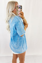 Blue Mineral Washed Oversized Tee