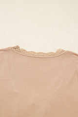 Red Dahlia Lace Sweetheart Neckline Long Sleeve Top
