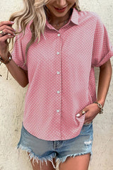 Khaki Dotted Print Cuffed Short Sleeve Shirt