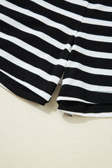 Black White Striped Short Sleeve Tee and Shorts Set