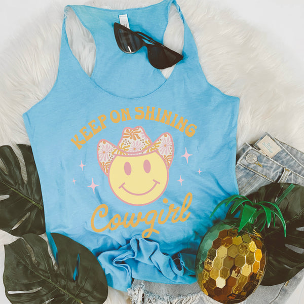 Keep on shining cowgirl tank/tee