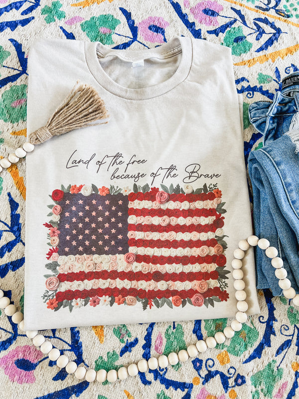 Land of the free because of the brave tee