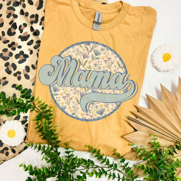 Mama Floral round blue design