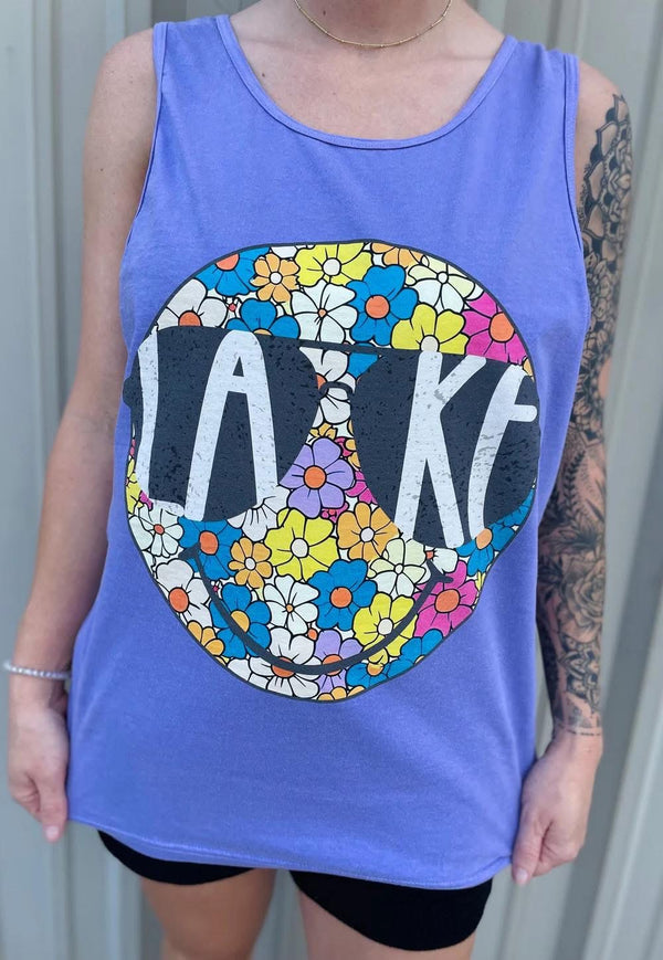 Lake smiley comfort colors tank