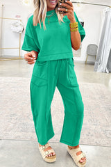 Orchid Bouquet Drop Shoulder Boxy Tee and Barrel Pants Set