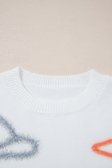 White Tinsel Boots Horseshoe Star Pattern Knit Sweater