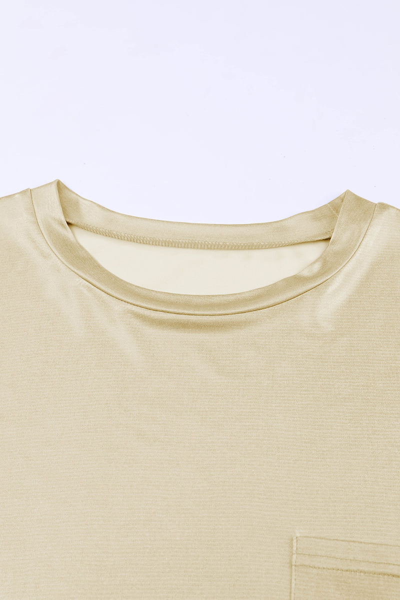 Apricot Solid Chest Pocket Loose Fit T Shirt