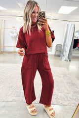 Orchid Bouquet Drop Shoulder Boxy Tee and Barrel Pants Set
