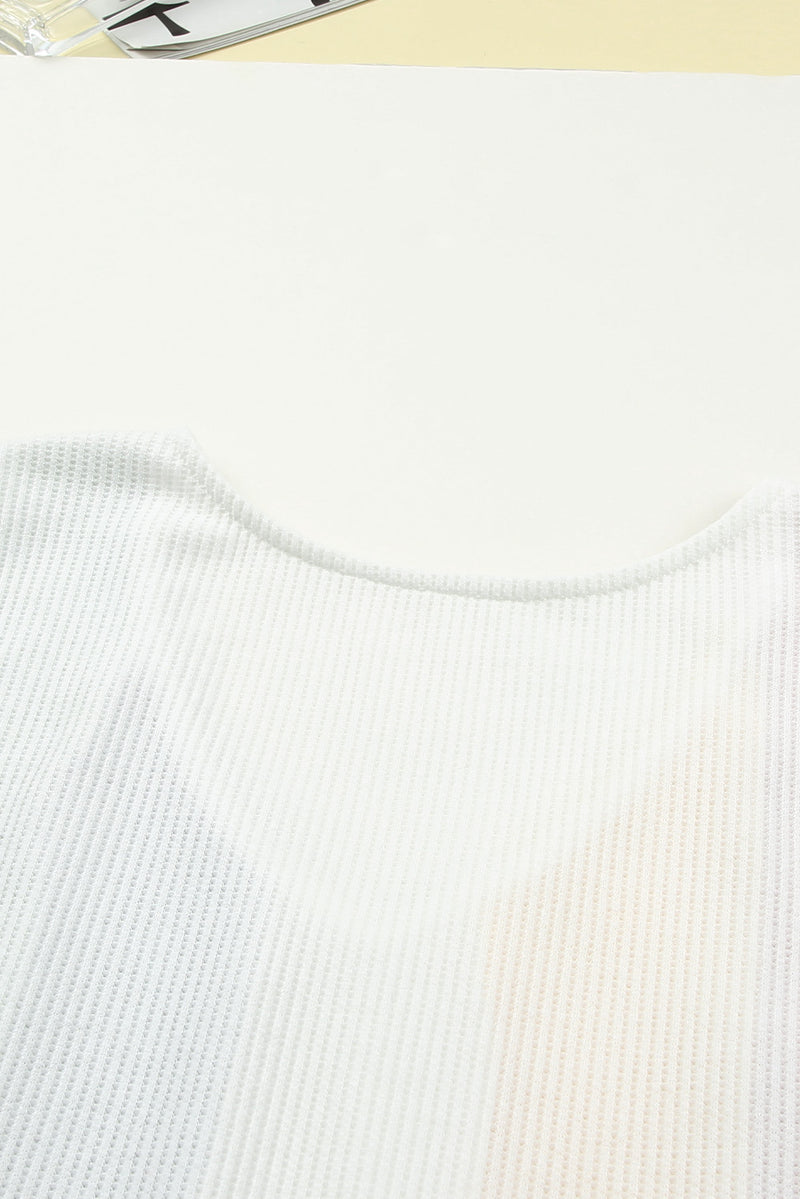 Multicolor Color Block Casual V Neck Waffle Knit Tank Top
