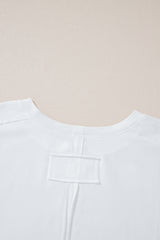 White Daisy Floral Patchwork Drop Sleeve Oversized Top
