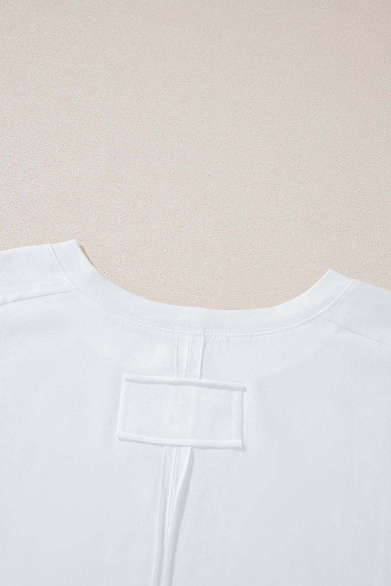White Daisy Floral Patchwork Drop Sleeve Oversized Top