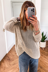 Coral Crochet Hollow-out Knit Sweater