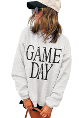 Black GAME DAY Vintage Washed Letter Graphic Baggy Sweatshirt